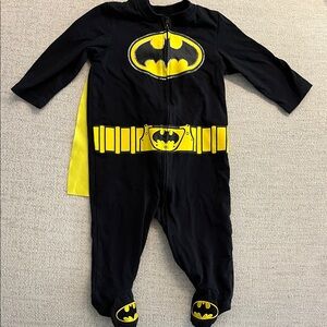 Batman Black and Yellow Baby Footed One-Piece with Cape